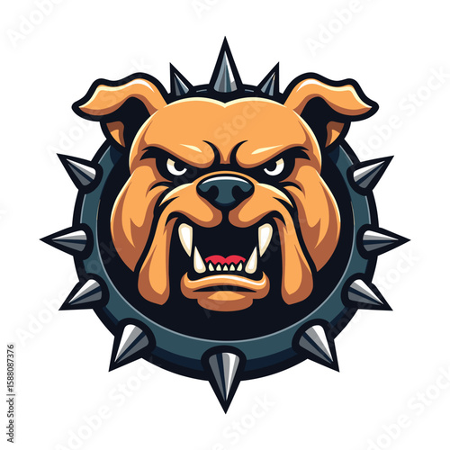 Roaring Bulldog Head with Sharp Teeth