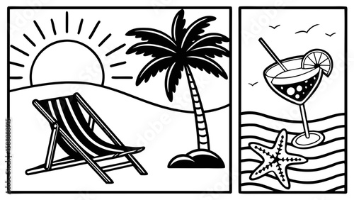 set of vector beach icons