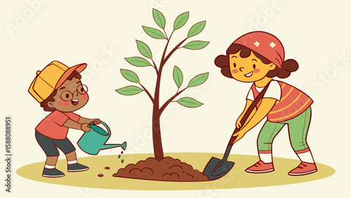 boy and girl in the garden