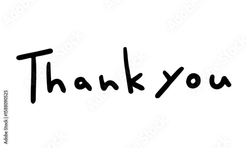 コロンとしたかわいいthank youの筆文字　ベクター