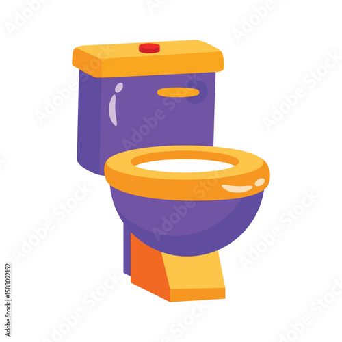 Trendy 2d icon of hotel toilet seat design