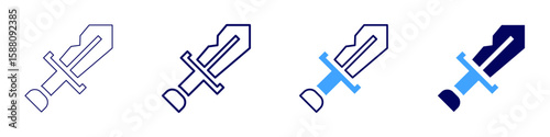 Sword pommel icon in 4 different styles. Thin Line, Line, Bold Line, Duotone. Duotone style. Editable stroke
