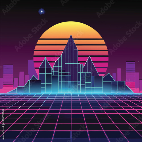AI Integrated Metro Grid Glowing Under Neon Skyline
