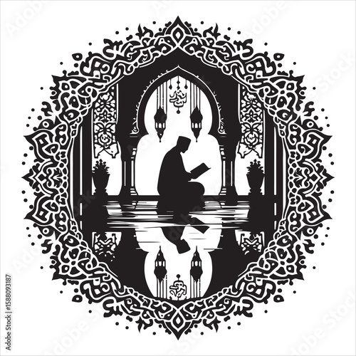 holy quran silhouette , black colour vacktor 