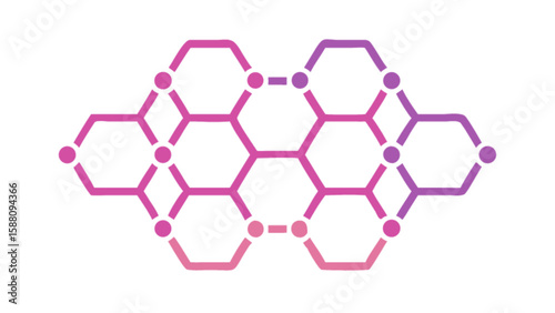 Abstract network connection diagram with hexagons and dots for technology and science design concept