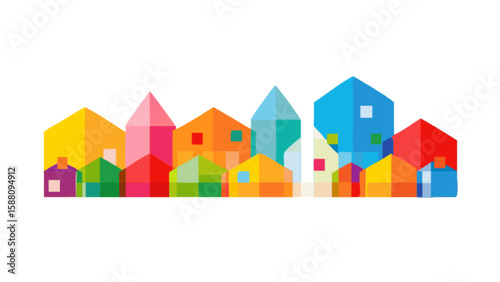 Colorful houses vector illustration for real estate property market and home design and community concept