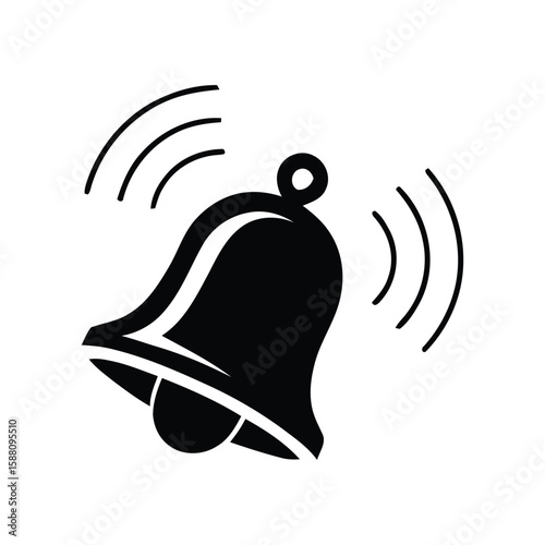 Ringing Bell Icon for Notifications, Alerts, and Reminders - Simple Black Design

