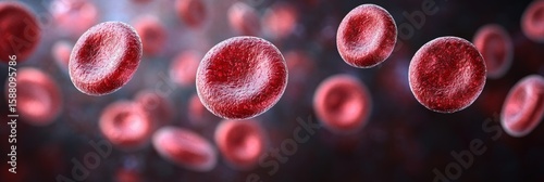 High-detail image of red blood cells in plasma, reflecting the microscopic world and essential role of these cells in oxygen transport.