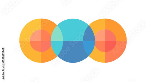 Abstract overlapping circles vector design element for logo icon or infographic template with modern style