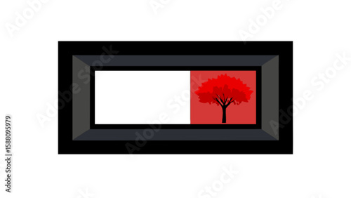 Red tree art print framed wall decor nature landscape painting modern minimalist home decoration design