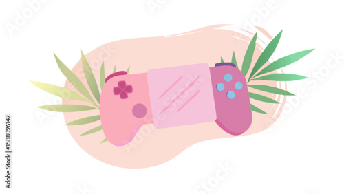 Cute pink gaming console illustration for gamers and tech enthusiasts perfect for digital art and design work