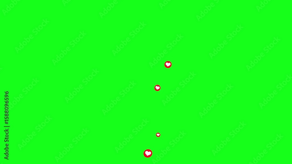 Heart Flying Green Screen Alpha channel. Love Emoji social media element Live streaming style transparent background. Heart Seamless Loop 4k Video. Ramantic Valentine Background. Emoji Participles.
