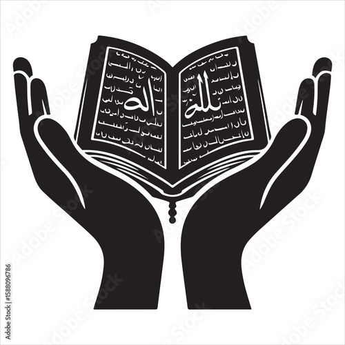 holy quran silhouette , black colour vacktor 