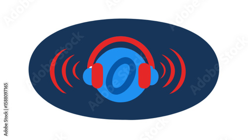 Listen to music podcast audio with headphones vector design for sound entertainment and enjoyment concept