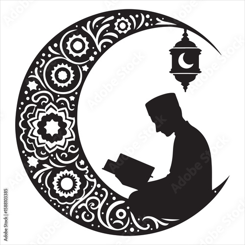 holy quran silhouette , black colour vacktor 