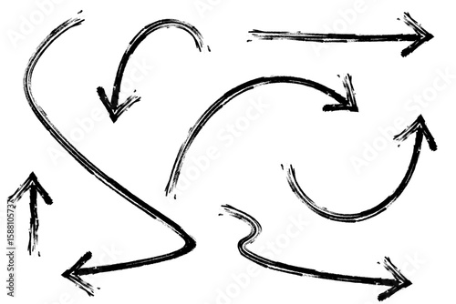 いろいろな手描きの矢印のイラストセット