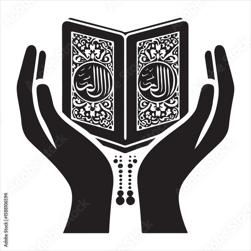 holy quran silhouette , black colour vacktor 