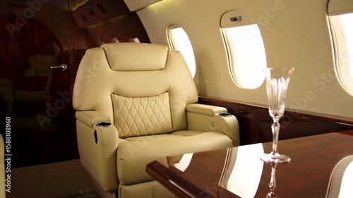 Luxurious private jet interior