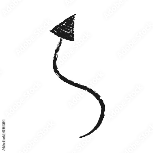 手描きの曲がった上向きの矢印のイラスト