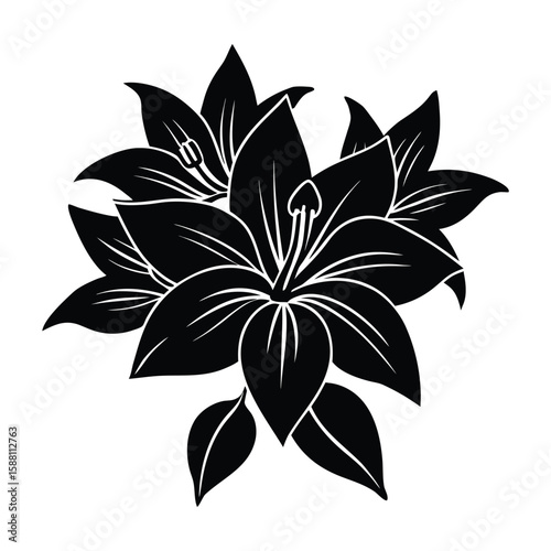 Stunning Black Lily Flowers Silhouette Vector Graphic