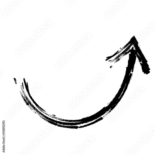 手描きの曲がった上向きの矢印のイラスト