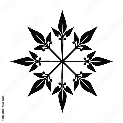 Elegant Black and White Floral Snowflake Design