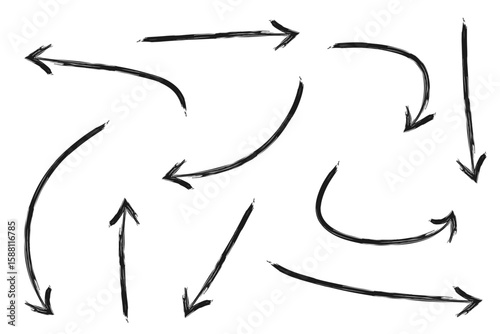 いろいろな手描きの矢印のイラストセット