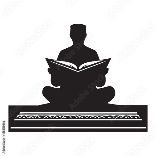 holy quran silhouette , black colour vacktor