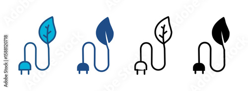 Eco Energy Icon Set With Multiple Styles. Vector Illustration