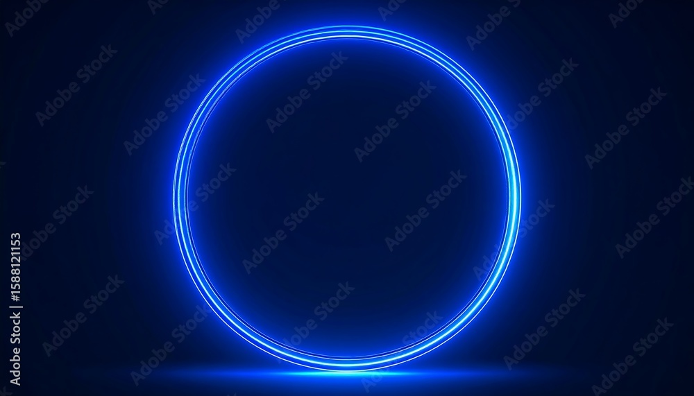 Fototapeta premium Bright blue glowing circle on dark background