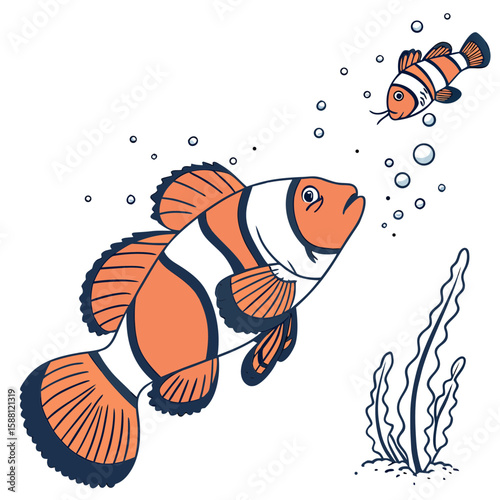 Colorful tropical aquarium fish vector illustration