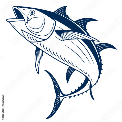 Fish vector illustration of a marine animal swimming in blue ocean water