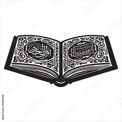 holy quran silhouette , black colour vacktor