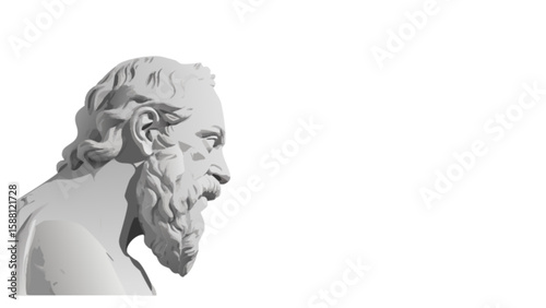 Ancient greek philosopher sculpture vector art realistic rendering of a marble bust for design projects