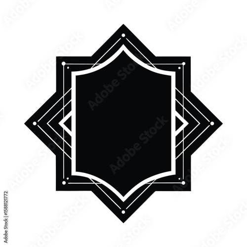 Elegant Black Starburst Frame Badge Design Template