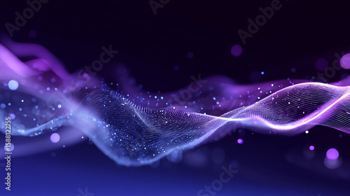 Wallpaper Mural Abstract gradient particle waves seamlessly flowing with soft purple light and bokeh. Orange and blue digital waves. Technology, engineering, science, and artificial intelligence background Torontodigital.ca