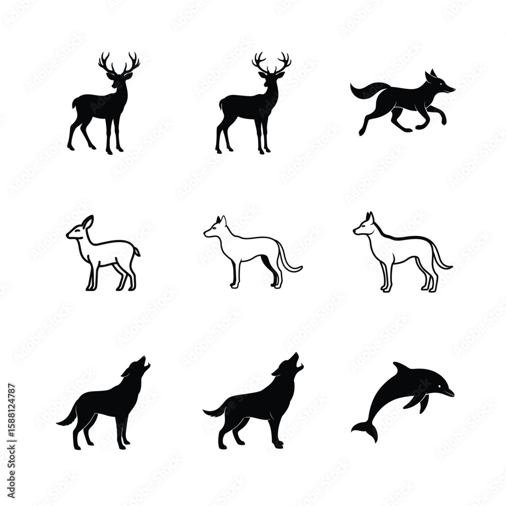 Obraz premium vector silhouettes of animals