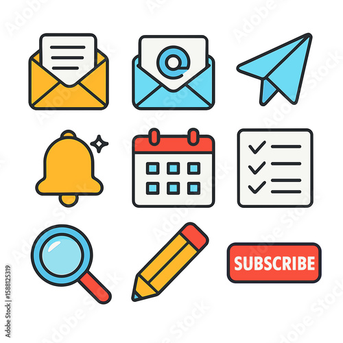 Newsletter Icons: Modern Vector Set for Marketing & Email Design