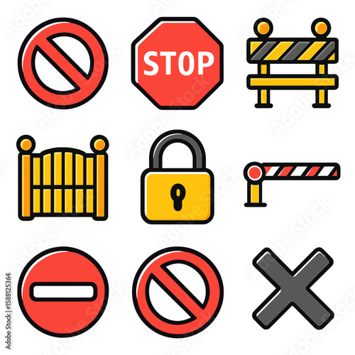 No Entry Icons:  Professional Warning Vector Set for Safety & Security