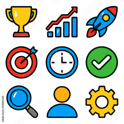 Performance Icons: Modern Vector Set for Business & Marketing