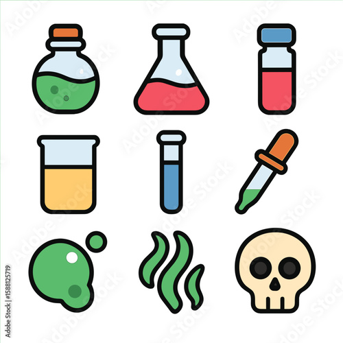 Potion Icons:  Fantasy Game UI Vector Icons Set