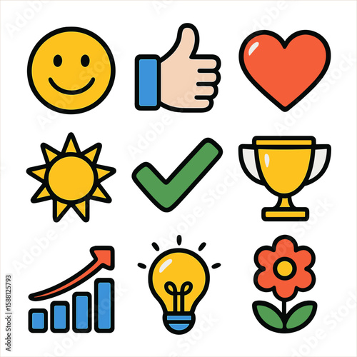 Positive Icons: Modern Vector Illustrations for UI Design