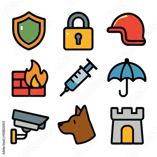 Protection Icons: Modern Vector Set for Business & Safety