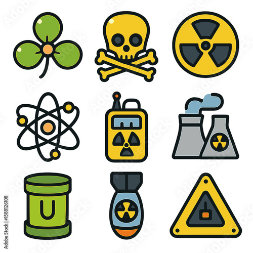 Radioactive Icons: Modern Vector Set for Safety & Warning Signs