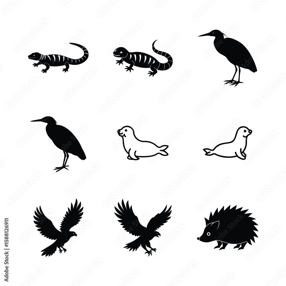 Obraz premium vector silhouettes of animals