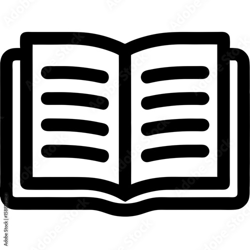 Open book icon illustration with clean lines and minimalist design  