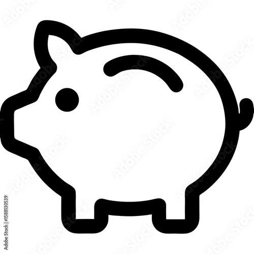 Piggy bank icon in minimalist style on white background  