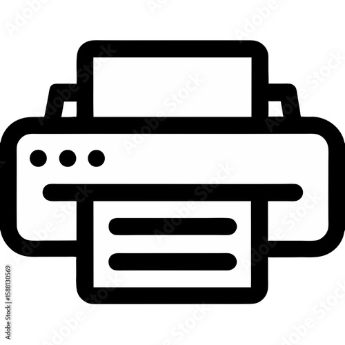 Printer icon in simple black line design on a white background  