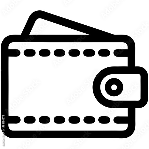 Icon of a simple wallet with card and button closure design  