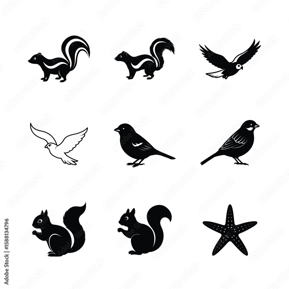 Fototapeta premium vector silhouettes of animals